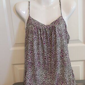 JOYSPUN Animal Print Short Adjustable Spaghetti Strap Gown Medium Bottom Ruffle